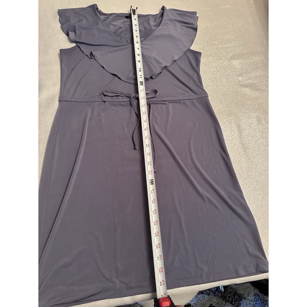 Daisy Fuentes Dress Blue Gray Purple Women's Small Tie Waist Ruffle Spring Summe - Picture 3 of 5